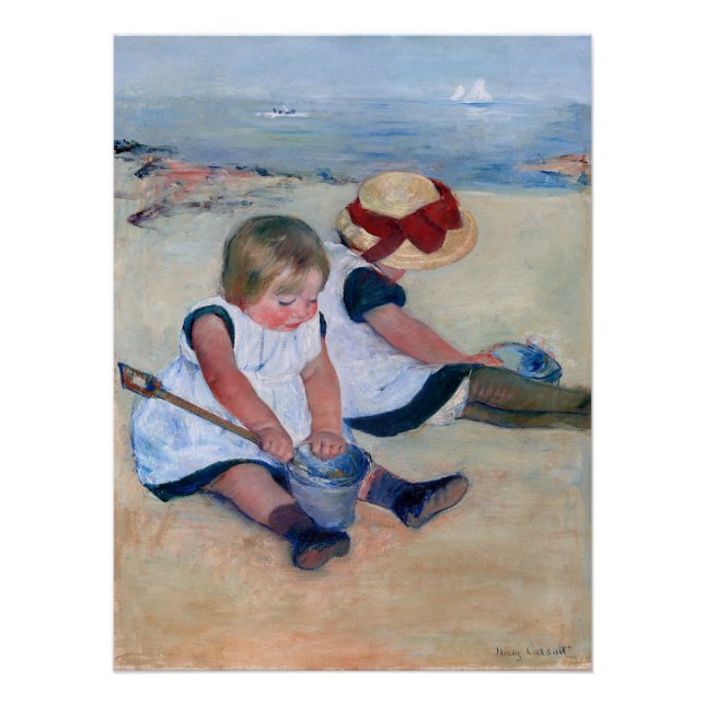 Poster Mary Cassatt Enfants Jouant sur la Plage 1884 (Devant)
