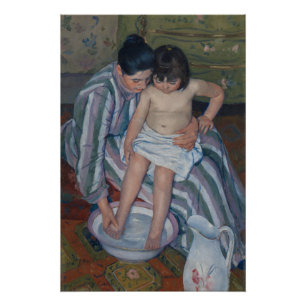Poster Mary Cassatt Le bain de l'enfant brillant