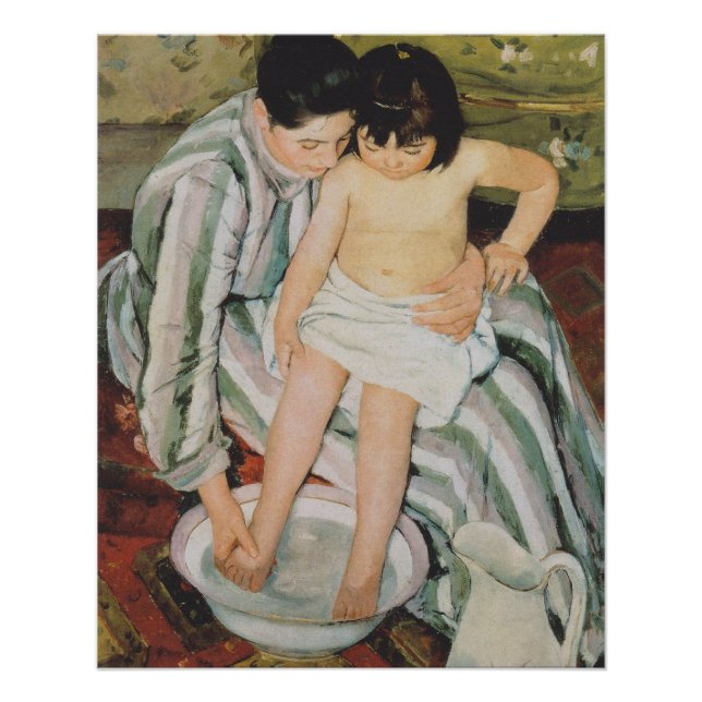 Poster Mary Cassatt Peinture sur le bain de l'enfant (Devant)