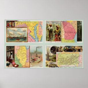 Poster Maryland, Géorgie, Illinois, Pennsylvanie