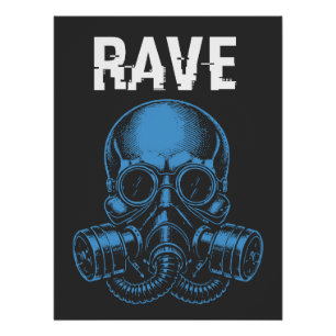 Poster Masque à gaz crâne Rave