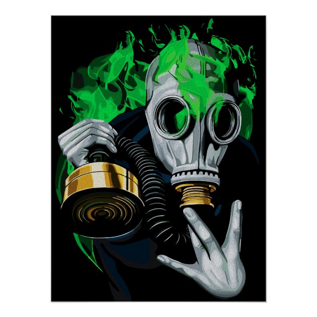 Poster Masque à gaz toxique : Flammes néon (Devant)