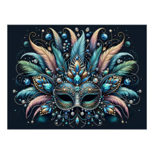 Poster Masque de bijoux à plumes Boho Masquerade