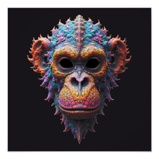 Poster Masque de chimpanzé orné (Devant)