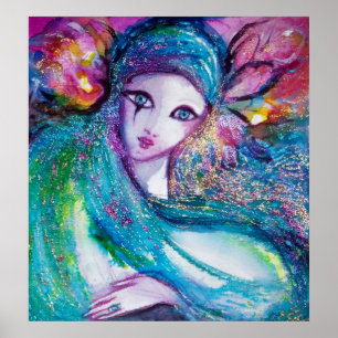 Poster MASQUE EN BLEU / Visages masqués vénitiens