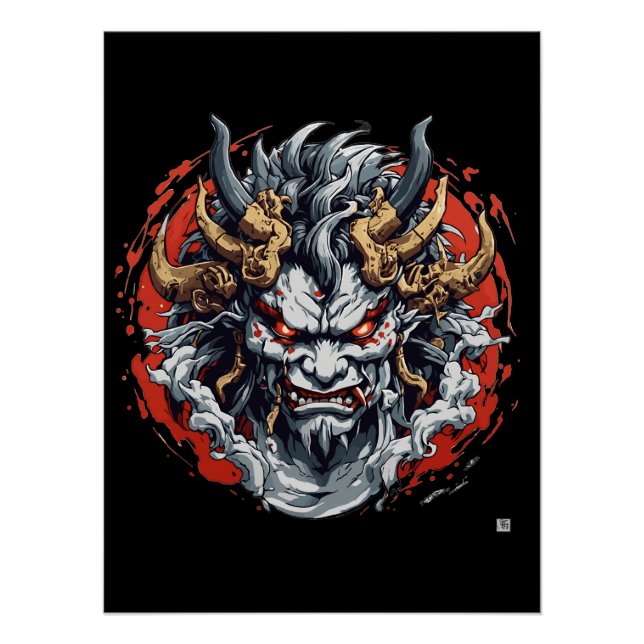 Poster Masque Hannya japonais (Devant)