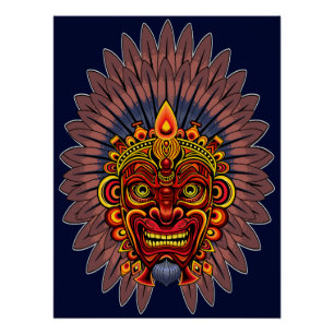 Poster Masque rituel du roi guerrier tribal