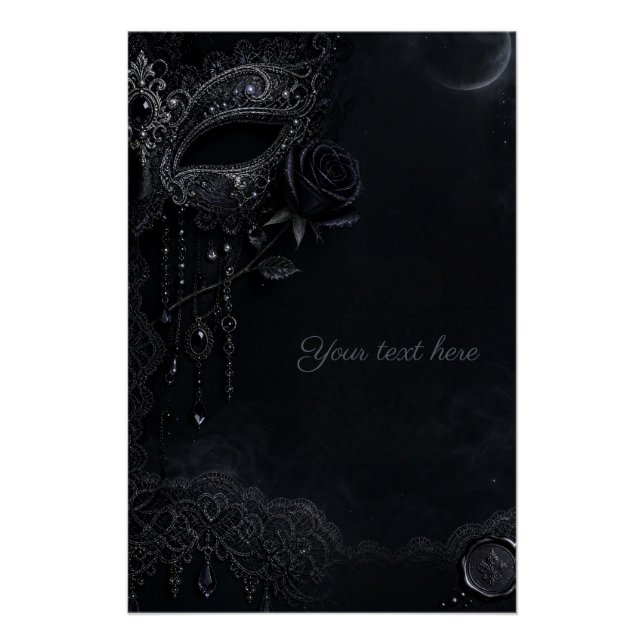 Poster Masque Rose Noire Gothique (Devant)