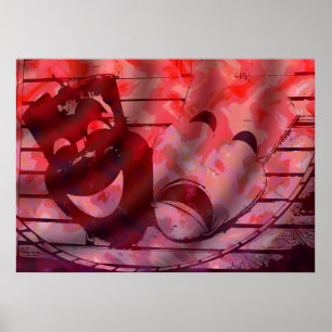 Poster masques de théâtre rouge