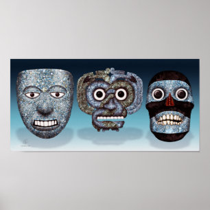 Poster Masques mosaïques Aztec