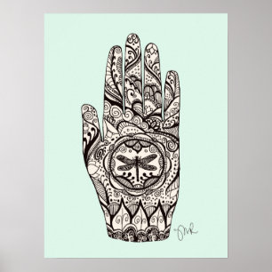 Poster Massage Thérapiste Henné Dragonfly Tattoo main 5