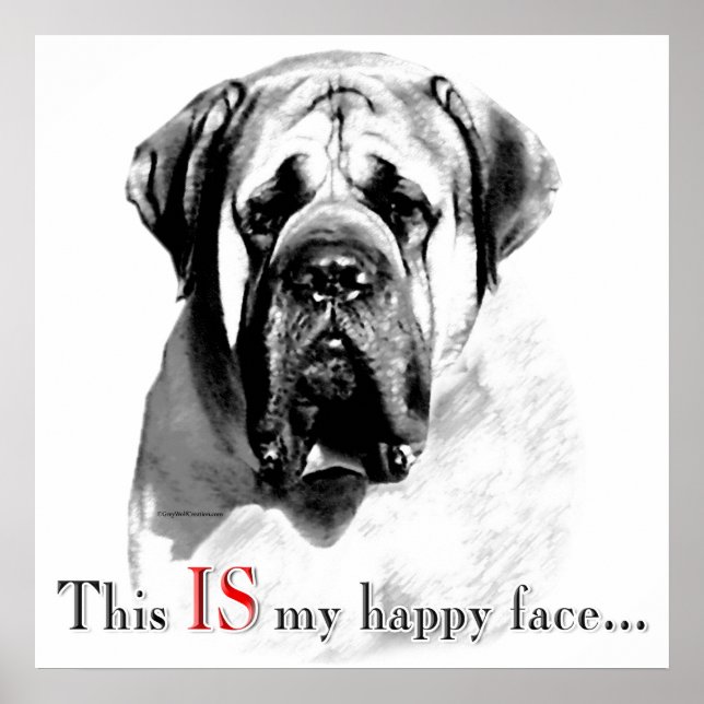 Poster Mastiff Happy Face (Devant)