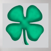 Poster mat à valeur grise Lucky 4 Leaf Irish Clove
