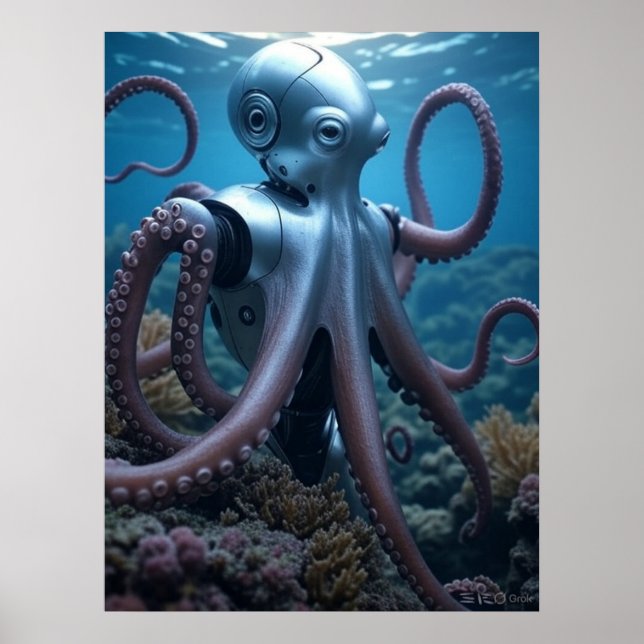 Poster mat Cyber Octopus (Devant)