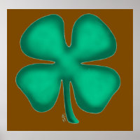Poster mat Lucky 4 Leaf Irish Clover brun