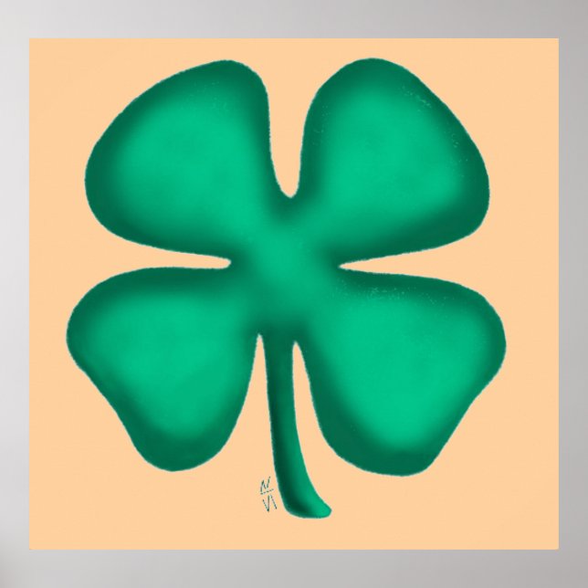 Poster mat Lucky 4 Leaf irlandais Valeur de trèfle (Devant)
