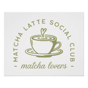 Poster Matcha latte amoureux club fille vert esthétique