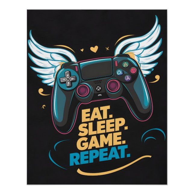 Poster Matériel de jeu épique. Manger. Dormir. Jouer. Rec (Devant)