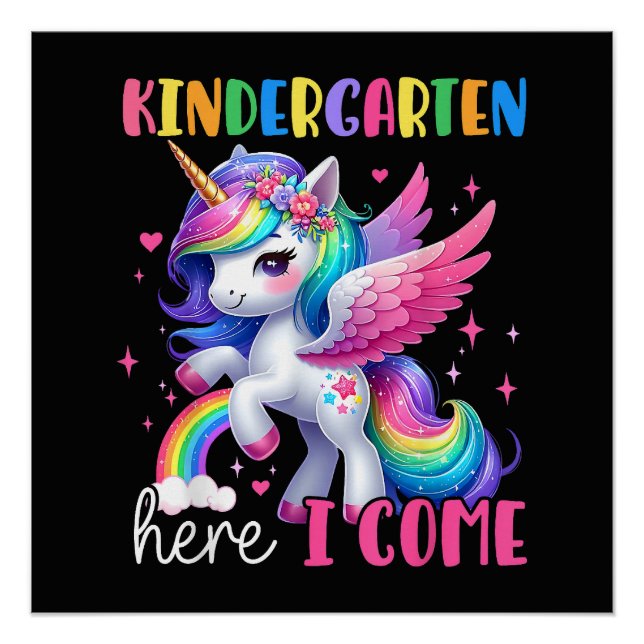Poster Maternelle j'arrive licorne rentrée scolaire (Devant)