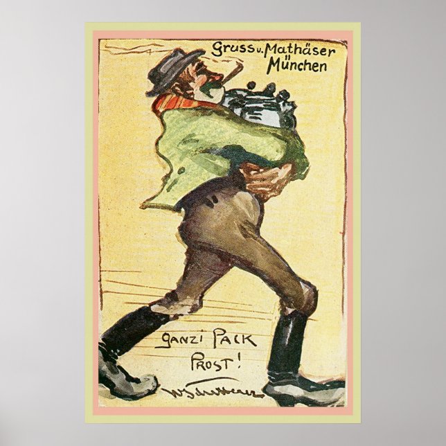 Poster Mathaser Brasserie Allemagne Carte postale 1918 (Devant)