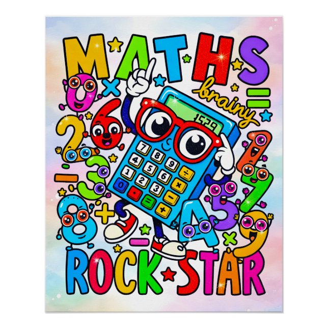 Poster Maths Rockstar Fun Numbers Sticker for Kids (Devant)