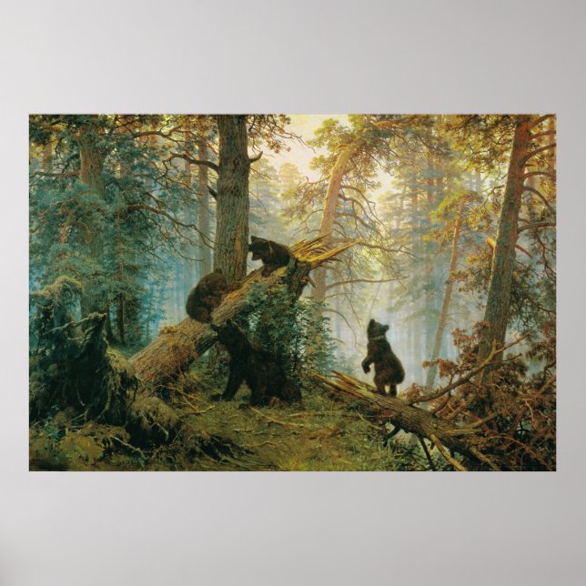 Poster Matin dans une forêt de pins par Ivan Shishkin (Devant)