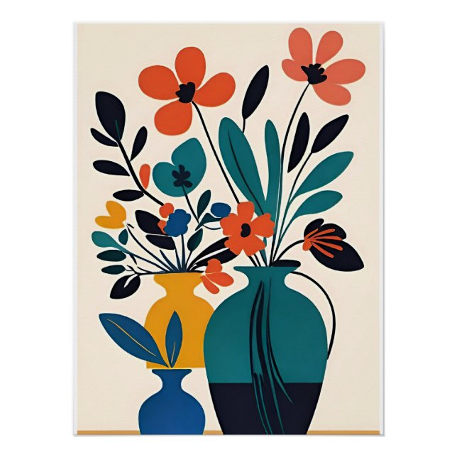 Poster Matisse-Style Vases of Flowers (Devant)
