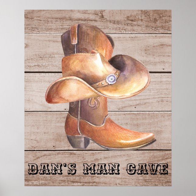 Poster Matte Cowboy Boot et Casquette (Devant)