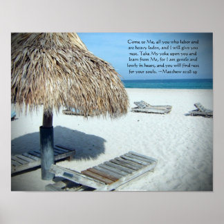 Poster Matthew 11 Plage Pittoresque Bible chrétienne Impr