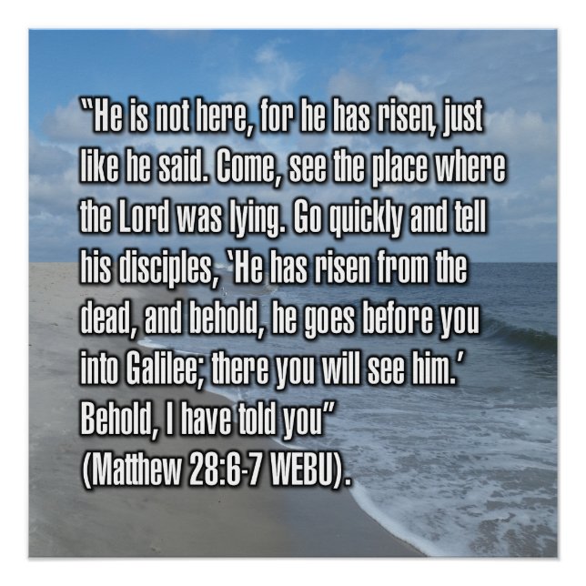 Poster Matthieu 28:6-7 WEBU (Devant)