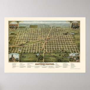 Poster Mattoon, carte panoramique de l'IL - 1884