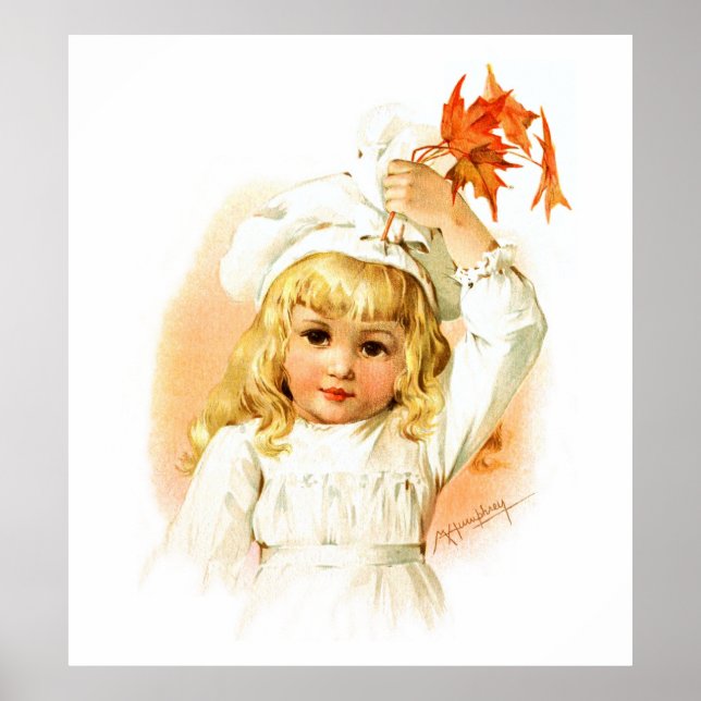 Poster Maud Humphrey : Fille d'automne aux feuilles d'éra (Devant)
