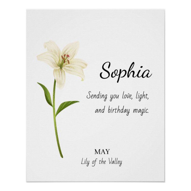 Poster May Lily of the Valley Personalized Birthday (Devant)
