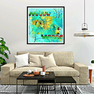 Poster Maya Turquoise & Golden Misty Sky