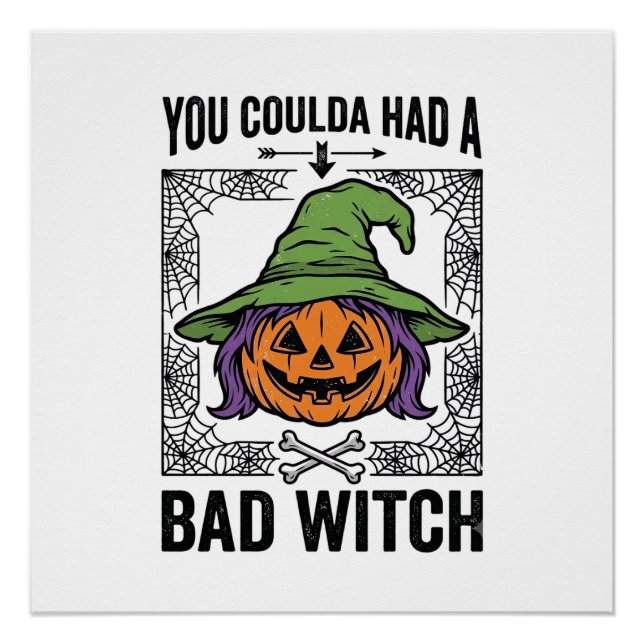 Poster Méchante Sorcière Drôle de Citrouille d'Halloween  (Devant)