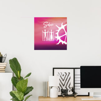 Poster med samiska mönster i rosa
