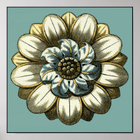 Médaillon floral orné sur Arrière - plan bleu clai