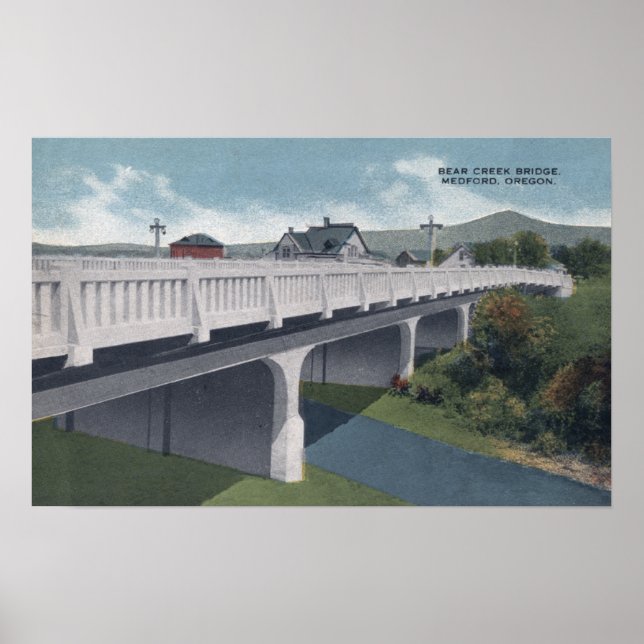 Poster Medford (Oregon) - Vue du pont de Bear Creek (Devant)