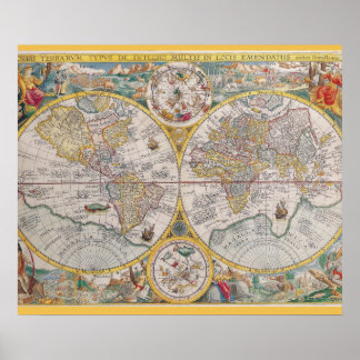 Poster Medieval World Map From 1525