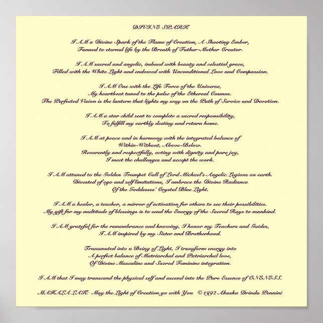 Poster Méditation de l'étincelle divine - Customisée (Devant)