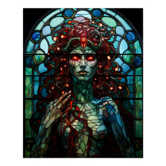 Poster Medusa - Fenêtre en verre tendu Style Tiffany (Devant)