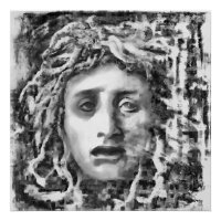 Medusa Portrait De Déesse Ancienne En Gris