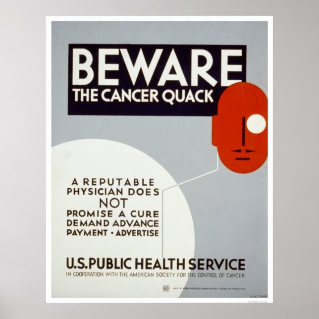 Poster Méfiez-vous du cancer Quack 1938 WPA (Devant)