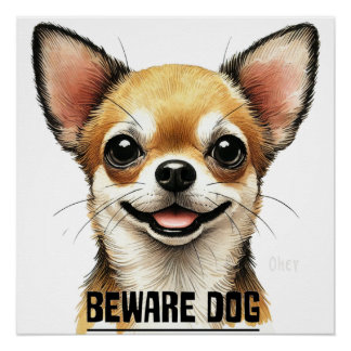 Poster Méfiez-vous du Chihuahua Happy Dog