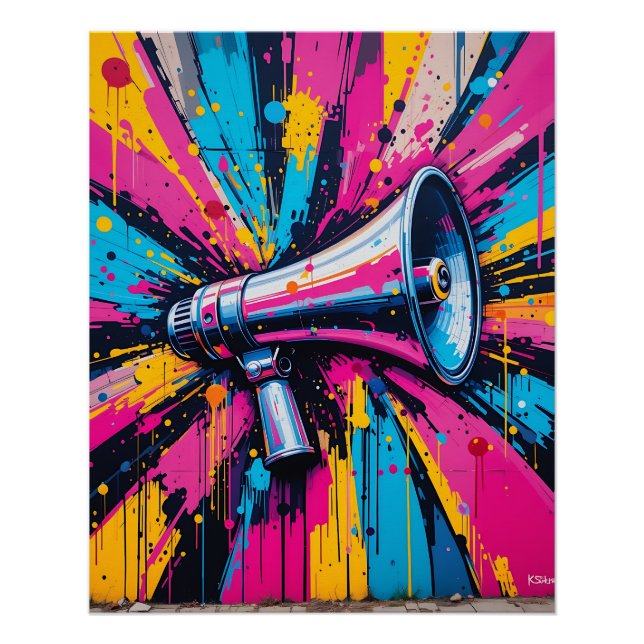Poster Megaphone Madness: Bold Street Art Energy (Devant)