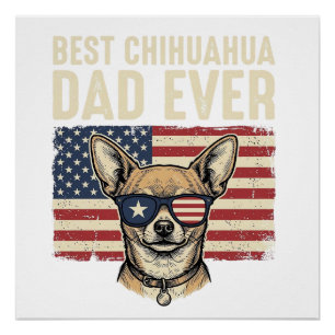 Poster Meilleur papa Chihuahua de tous les temps Vintage