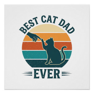 Poster Meilleur Papa de Chat Vintage Conception de Chemis