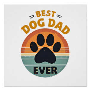 Poster Meilleur papa de chien vintage rétro patte coucher
