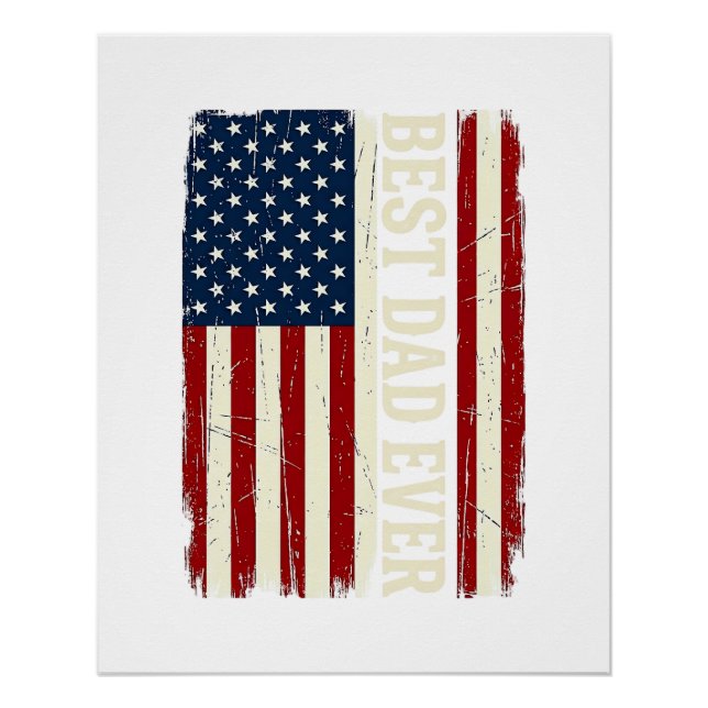 Poster Meilleur Papa de Tous les Temps Drapeau Américain  (Devant)