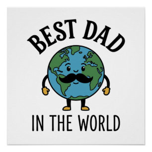 Poster Meilleur Papa du Monde Earth Moustache Shirt Desig